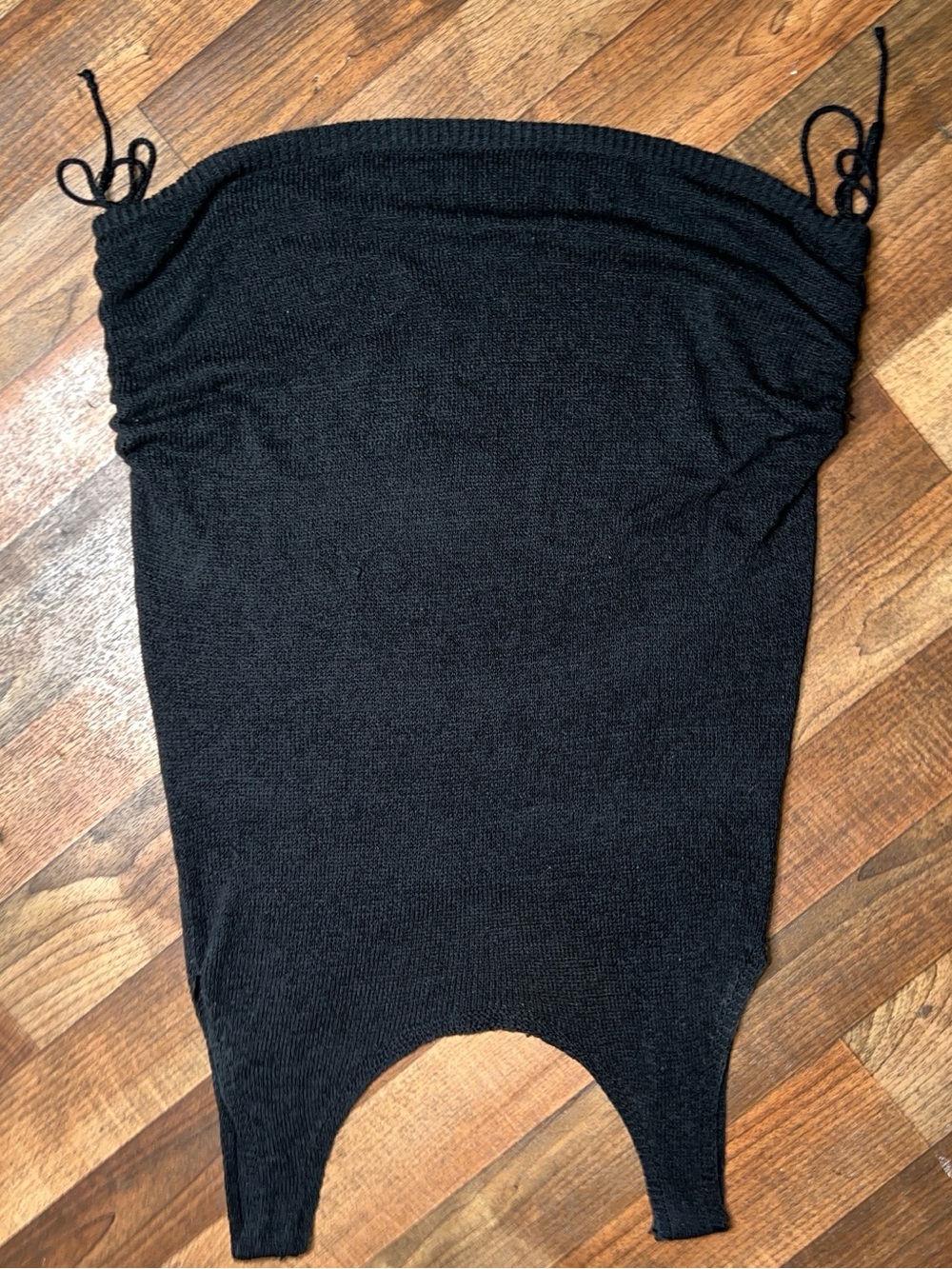 Black Knit Mini Dress with Adjustable Ties Cover Up Large Summer Swim Soft